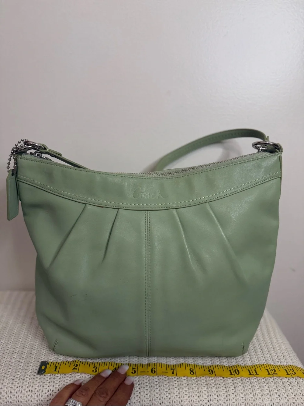 Coach Y2K Sage Green Leather Shoulder Bag F13764